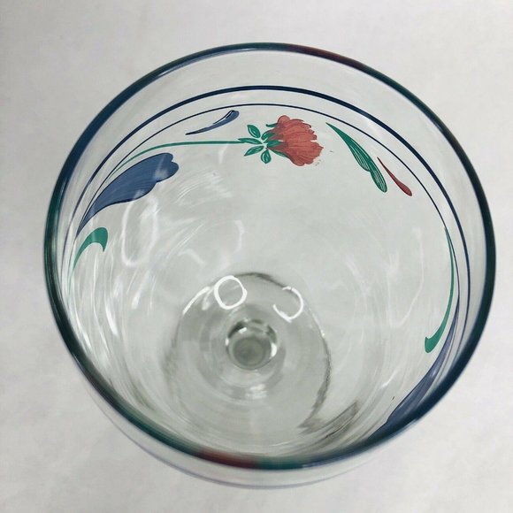 Lenox Poppies On Blue Iced Tea Glass Stemware 7" Hand Painted Beverage Drinkware - Picture 9 of 10
